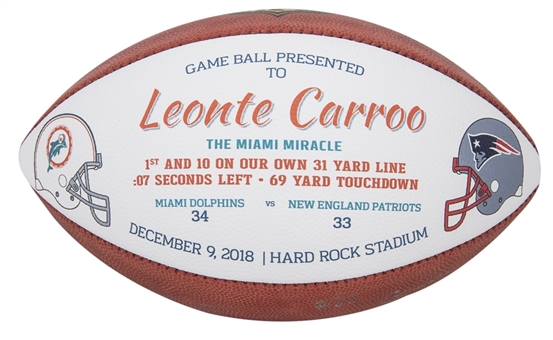 2018 Miami Miracle Game Ball Presented to and Signed by Leonte Carroo (Player LOA & JSA)